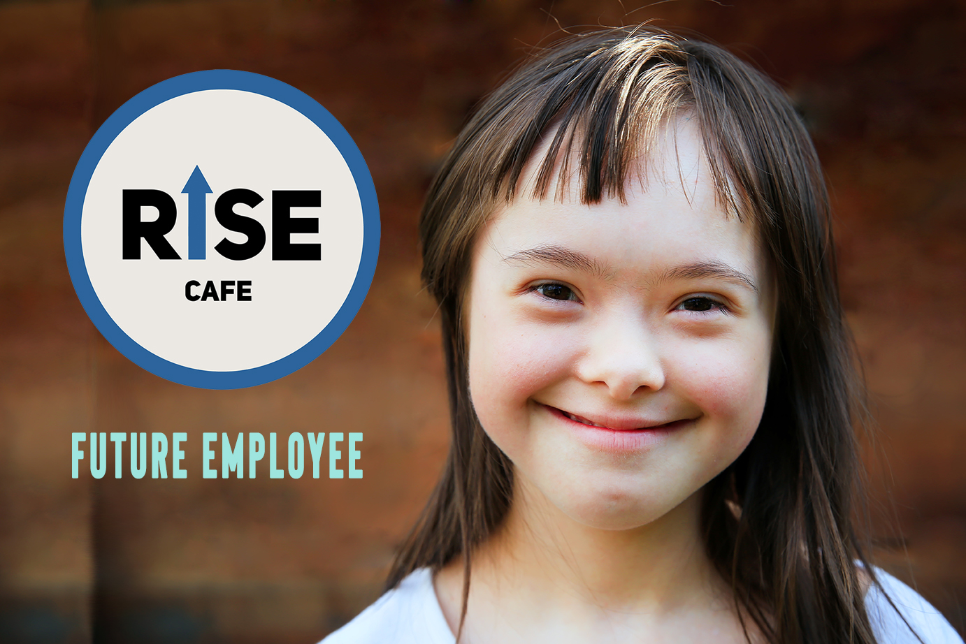 Cute smiling girl with Down syndrome. Future employee of Rise Up Cafe.